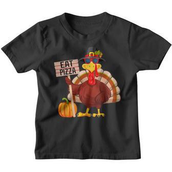 Turkey Eat Pizza Vegan Kids Funny Thanksgiving Women Men V2 Youth T-shirt - Thegiftio UK