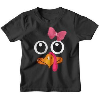 Turkey Face Cute Thanksgiving Gift For Girls Youth T-shirt - Thegiftio UK