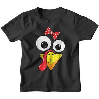 Turkey Face Girl Red Bow Kids Youth Thanksgiving Youth T-shirt - Thegiftio UK