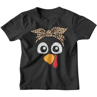Turkey Face Leopard Headband Womens Thanksgiving Pilgrim Youth T-shirt - Thegiftio UK