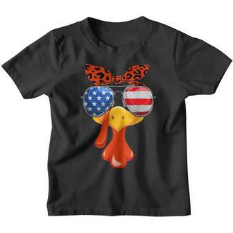 Turkey Face Thanksgiving Women Girls Flag Sunglasses Family Youth T-shirt - Thegiftio UK