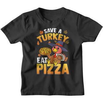 Turkey Funny Thanksgiving Save Turkeys Eat Pizza Men Boys Youth T-shirt - Thegiftio UK