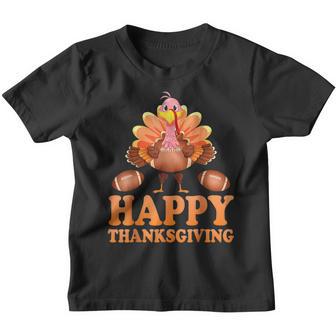 Turkey Playing Football Happy Thanksgiving Player Fan Lover Youth T-shirt - Thegiftio UK