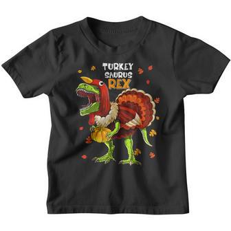 Turkey Saurus Rex Dinosaur Pumpkin Funny Thanksgiving Kids Youth T-shirt - Thegiftio UK