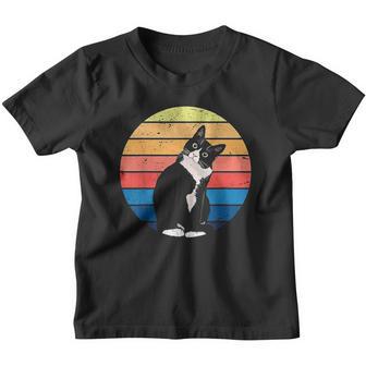 Tuxedo Cat Gift Retro Colors For Animal Lovers Youth T-shirt - Thegiftio UK