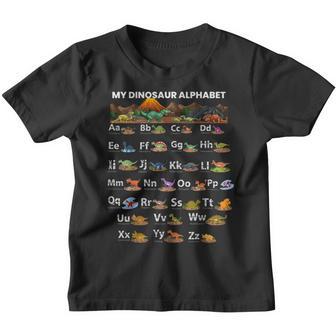 Types Of Dinosaurs Alphabet A-Z Abc Dino Identification Youth T-shirt - Thegiftio UK