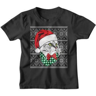 Ugly Christmas Cat Santa Hat Xmas Pajama Funny For Men Women Youth T-shirt - Thegiftio UK