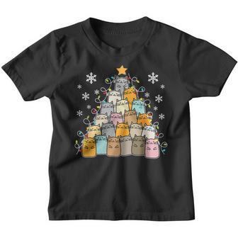 Ugly Christmas Sweater Cat Tree Funny Xmas Cat Youth T-shirt - Thegiftio UK
