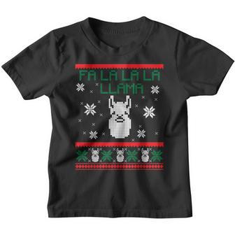 Ugly Christmas Top Fa La La La La Llama Funny Holidays Youth T-shirt - Thegiftio UK