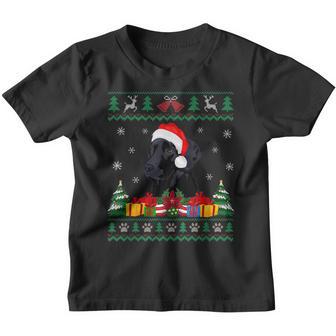 Ugly Sweater Christmas Lights Black Lab Dog Lover Youth T-shirt - Thegiftio UK