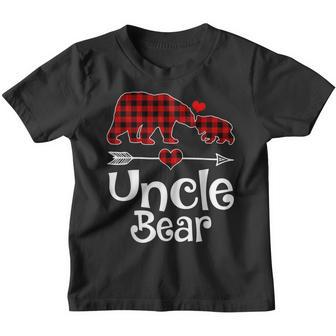 Uncle Bear Christmas Pajama Red Plaid Buffalo Matching Xmas Youth T-shirt - Thegiftio UK
