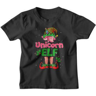 Unicorn Elf Funny Xmas Girls Toddler Christmas Matching Pjs Youth T-shirt - Thegiftio UK
