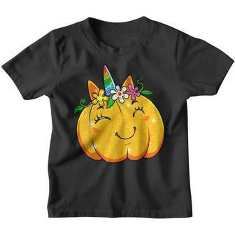 Unicorn Pumpkin Halloween Girl Cute Thanksgiving Girls Youth T-shirt - Thegiftio UK
