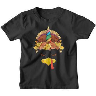 Unicorn Turkey Face Girls Women Thanksgiving Gifts Youth T-shirt - Thegiftio UK