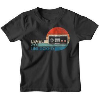 Unlocked Level 20 Birthday Boy Video Game Controller Youth T-shirt - Thegiftio UK
