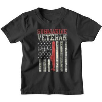 Us Navy Submarine Veteran Usa Flag Vintage Submariner Gift Youth T-shirt - Thegiftio UK