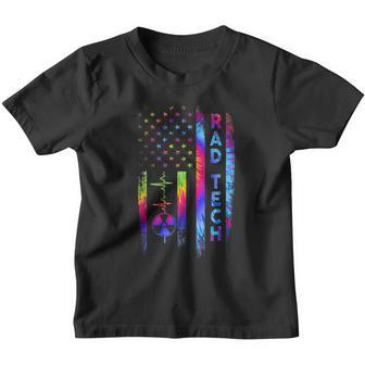 Usa Flag Radiology Tech Rad Skeleton Thumb X-Ray Work Gifts Youth T-shirt - Thegiftio UK