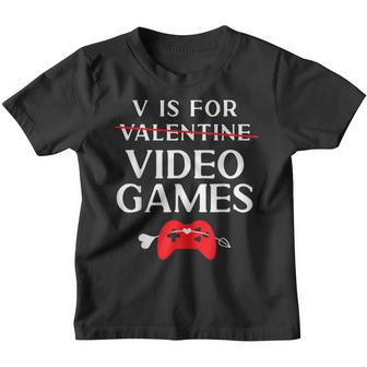V Is For Video Games Valentine Gifts For Gamer Youth T-shirt - Thegiftio UK