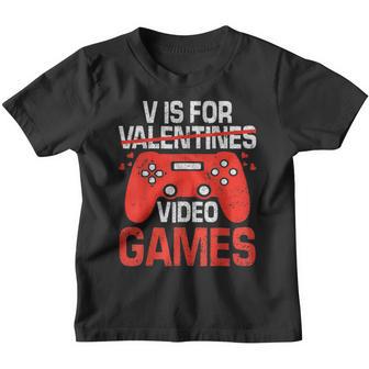 V Is For Video Games Valentines Day Cool Video Gamer Boy Men Youth T-shirt - Thegiftio UK