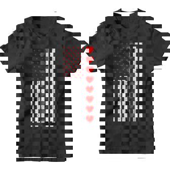 Valentines Day American Flag Hearts Boys Girls Kids Youth T-shirt - Seseable