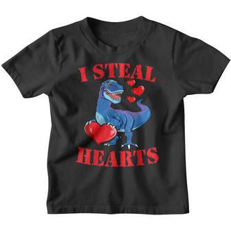 Valentines Day Dinosaur I Steal Hearts Gift Boys Kids Youth T-shirt - Thegiftio UK