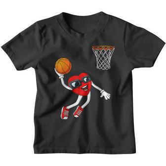 Valentines Day Heart Dunking Basketball Boys Girls Kids Youth T-shirt - Thegiftio UK