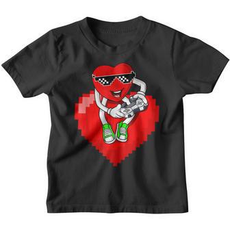 Valentines Day Heart Video Gamer Controller Boys Kids Gift Youth T-shirt - Thegiftio UK
