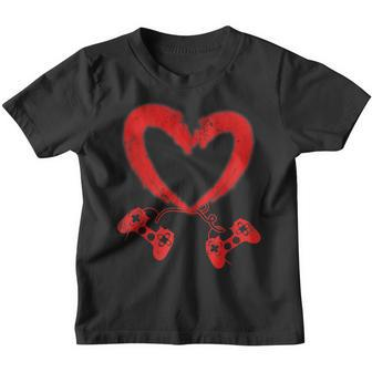 Valentines Day Heart Video Games Funny Love Gamer Boy Men V2 Youth T-shirt - Seseable