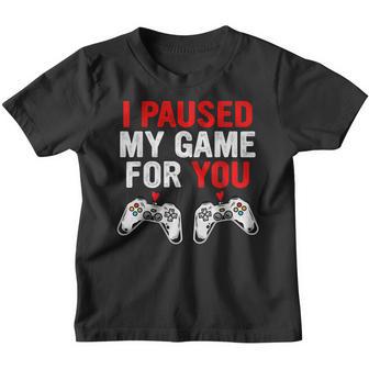 Valentines Day I Paused My Game For You Funny Gamer Boy Kids Youth T-shirt - Thegiftio UK