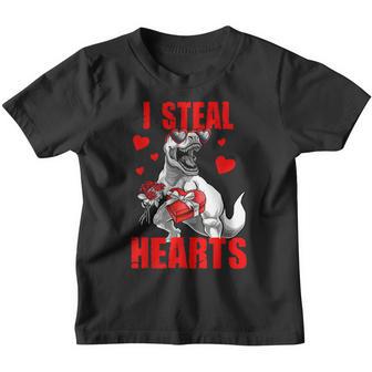 Valentines Day Kids Trex Lover I Steal Hearts For Boys Girl Youth T-shirt - Thegiftio UK