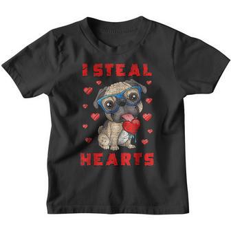Valentines Day Pug Puggles Dog Kids Gift Distressed Youth T-shirt - Thegiftio UK