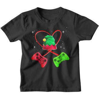 Video Game Controller Christmas Elf Hat Gamer Pajama Boys V2 Youth T-shirt - Thegiftio UK