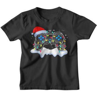 Video Game Controller Christmas Santa Hat Gamer Boys V11 Youth T-shirt - Thegiftio UK