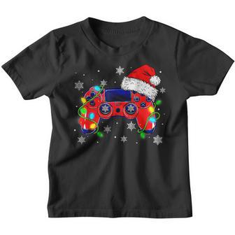 Video Game Controller Christmas Santa Hat Gamer Boys V6 Youth T-shirt - Thegiftio UK