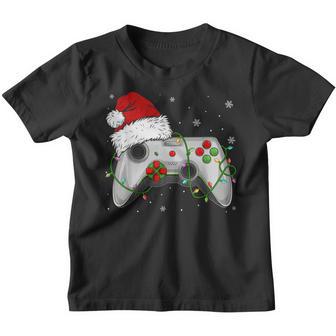Video Game Controller Santa Hat Christmas Xmas Holiday Pjs Youth T-shirt - Thegiftio UK