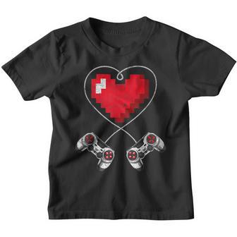Video Gamer Valentines Day With Controllers Heart V2 Youth T-shirt - Thegiftio UK