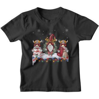 Viking Christmas Gnome Plaid Red Norse Mythology Pajamas Youth T-shirt - Thegiftio UK
