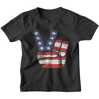 Vintage American Flag Big Peace Sign Youth T-shirt - Thegiftio UK
