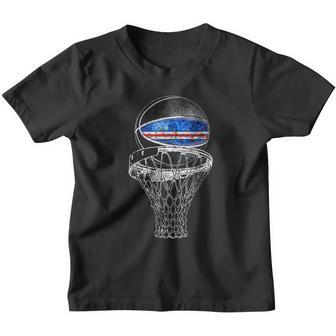 Vintage Basketball Cape Verde Flag Youth T-shirt - Thegiftio UK