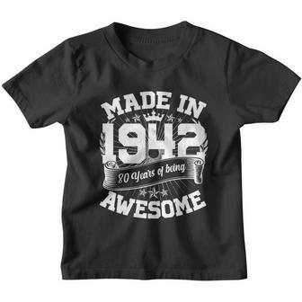 Vintage Crown Made In 1942 80 Years Of Being Awesome 80Th Birthday Youth T-shirt - Monsterry