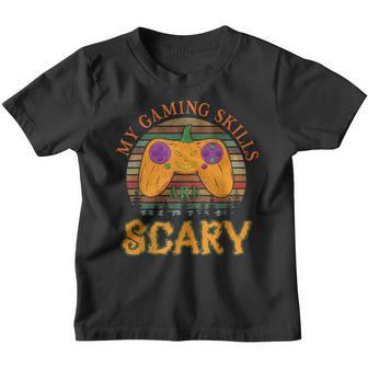 Vintage Halloween Gaming Skills Gamer Girls Boys Halloween Youth T-shirt - Thegiftio UK