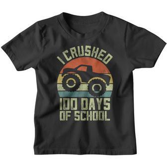 Vintage I Crushed 100 Days Of School Truck Kids Boys V2 Youth T-shirt - Thegiftio UK