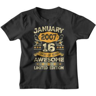 Vintage January 2007 16Th Birthday Boys Gifts 16 Years Old Youth T-shirt - Seseable