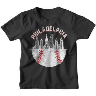 Vintage Philadelphia Baseball Skyline Retro Philly Cityscap Youth T-shirt - Thegiftio UK