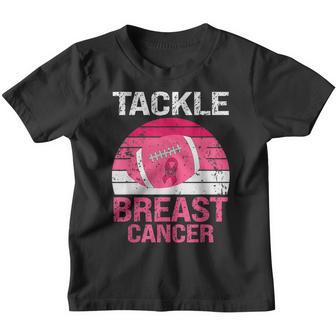 Vintage Tackle Football Pink Ribbon Breast Cancer Awareness Youth T-shirt - Thegiftio UK