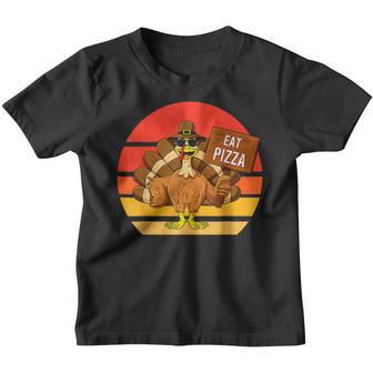 Vintage Turkey Eat Pizza Adult Vegan Kids Thanksgiving Youth T-shirt - Thegiftio UK