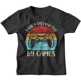Vintage Video Game Lover Easily Distracted By Games Youth T-shirt - Thegiftio UK