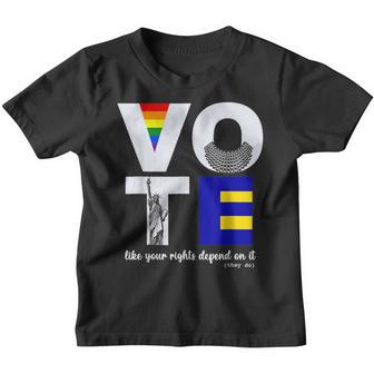 Vote Dissent Collar Statue Of Liberty Pride Flag Equality V2 Youth T-shirt - Thegiftio UK