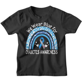 We Wear Blue For Diabetes Awareness Rainbow Leopard Costume Youth T-shirt - Thegiftio UK