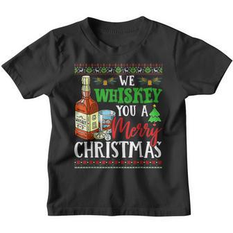 We Whiskey You A Merry Christmas Wish Pajama Drinking V2 Youth T-shirt - Thegiftio UK